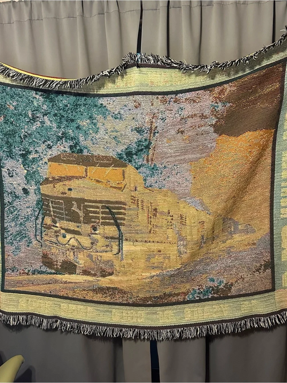 Railroad Norfolk Southern Train Tapestry Wall Hanging - Brown, Black, Gold